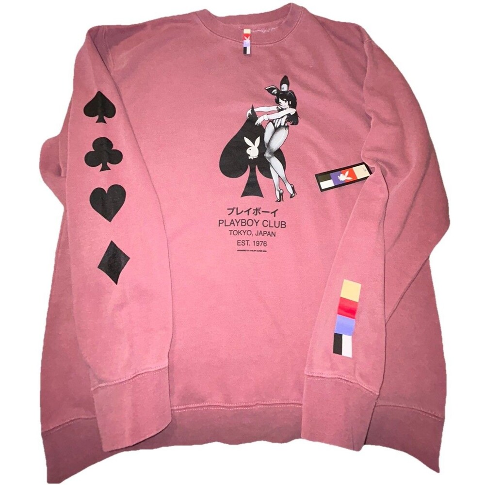 Playboy x Color Bars Ace of Spades Sweatshirt Crewneck Red Size Large  NWT